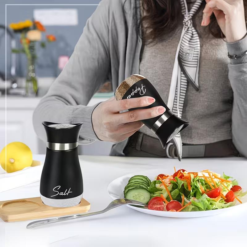 Juego de 2 Saleros y Pimenteros Botellas de Especias de Vidrio con Tapa de Acero Inoxidable Recargables Contenedores de Condimentos para Cocina Comedor Barbacoa
