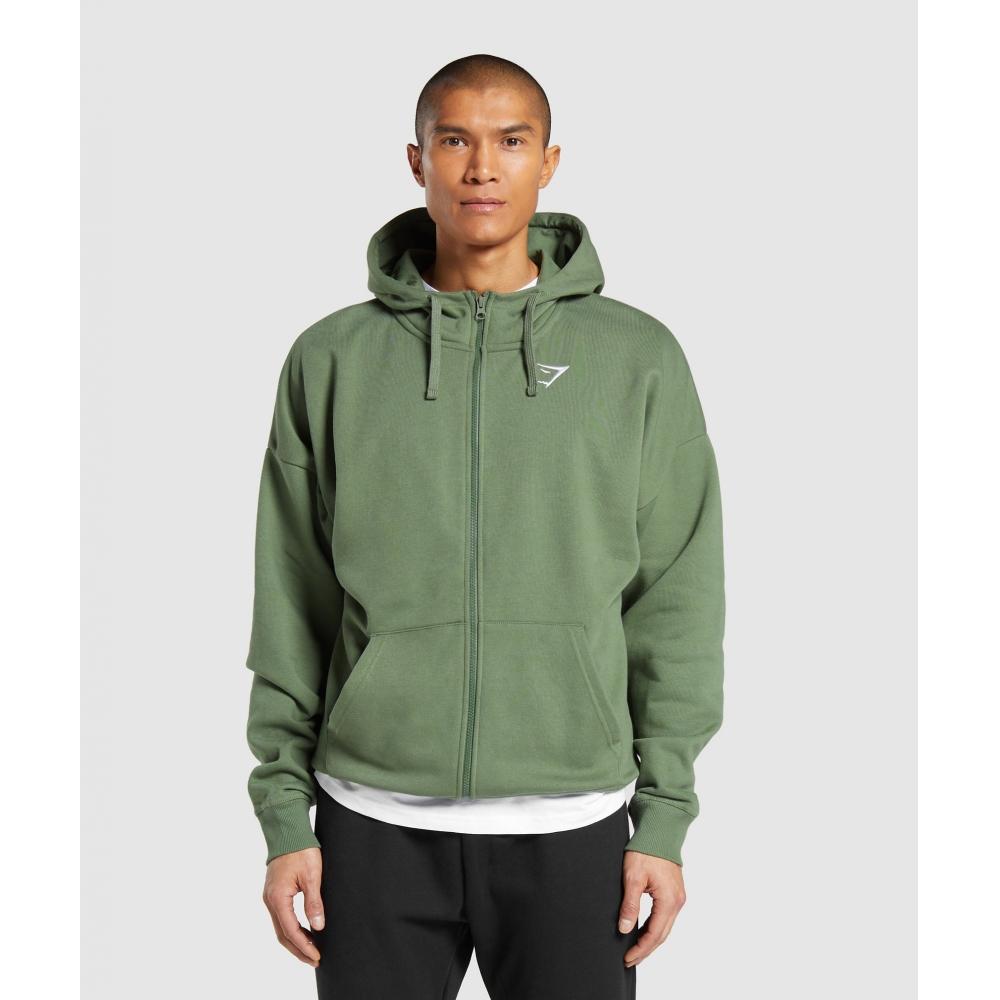 

Gymshark Толстовка на молнии Crest Oversized Force Green A5A9T ECJR XS