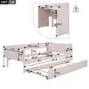Low Bed 90*200cm, with Pull-out Bed, with Desk, Three Shelves on the Side of the Bed, Pink