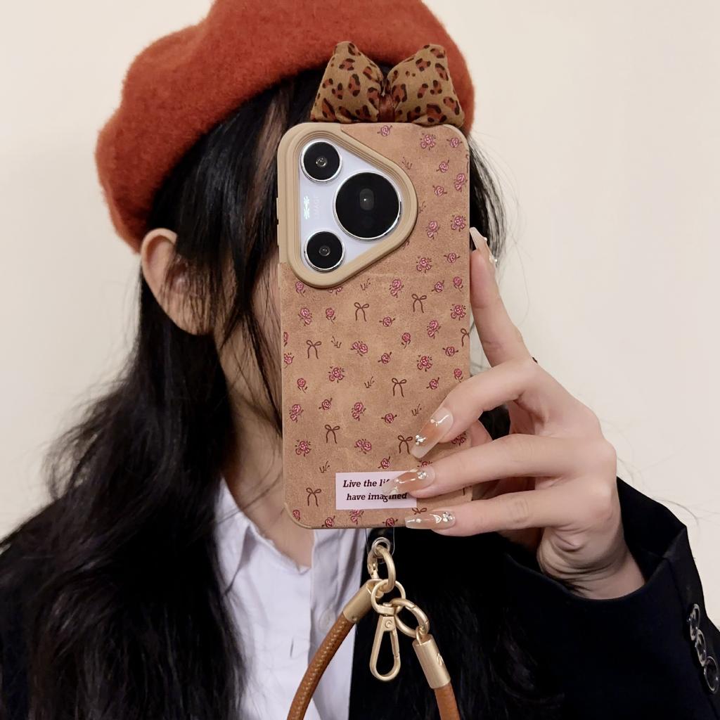 Xiaoxiang-style Red Small Floral Huawei P70, Apple 16 Phone Case Oppreno12 Fully Wrapped, Vivox100 with Veneer