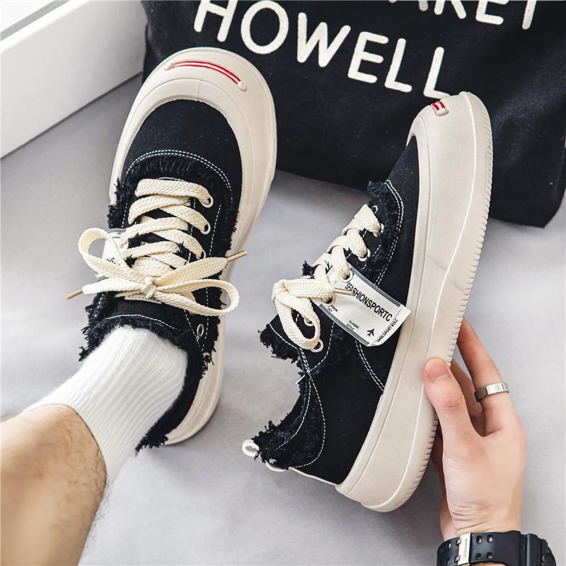 Pánské boty jaro 2025, korejská verze všestranných ležérních bot, jednodílné studentské plátěnky