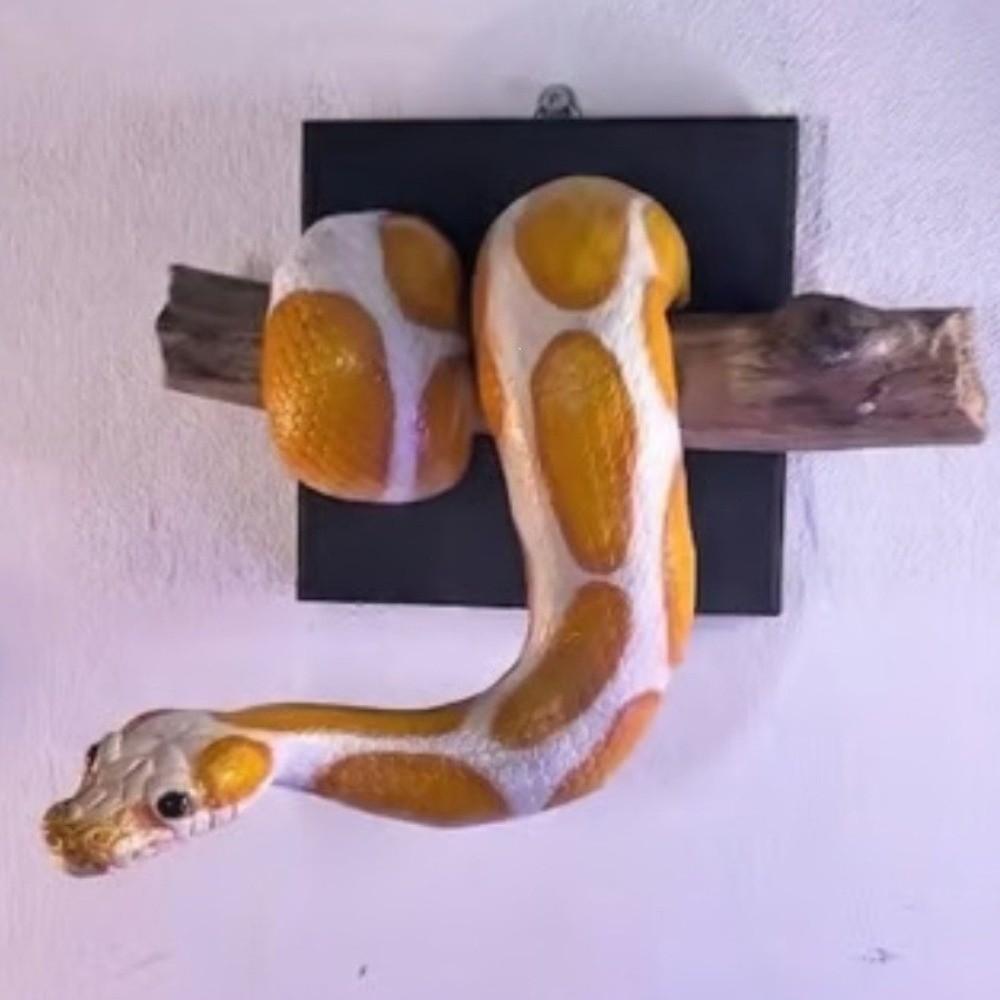 Gothic Accent 3D Metallic Snake Sculpture Reptile Themed Python Hanging Decor Indoor Outdoor Decor