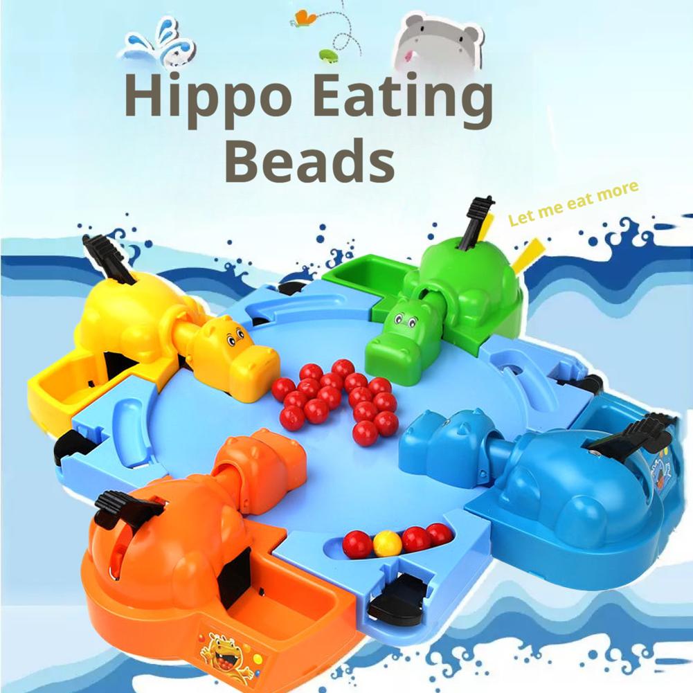 Hippo Bead Eating Game Colorful Interactive Board Toy for Kids Family Parent Child Activity Hand Eye Coordination Training
