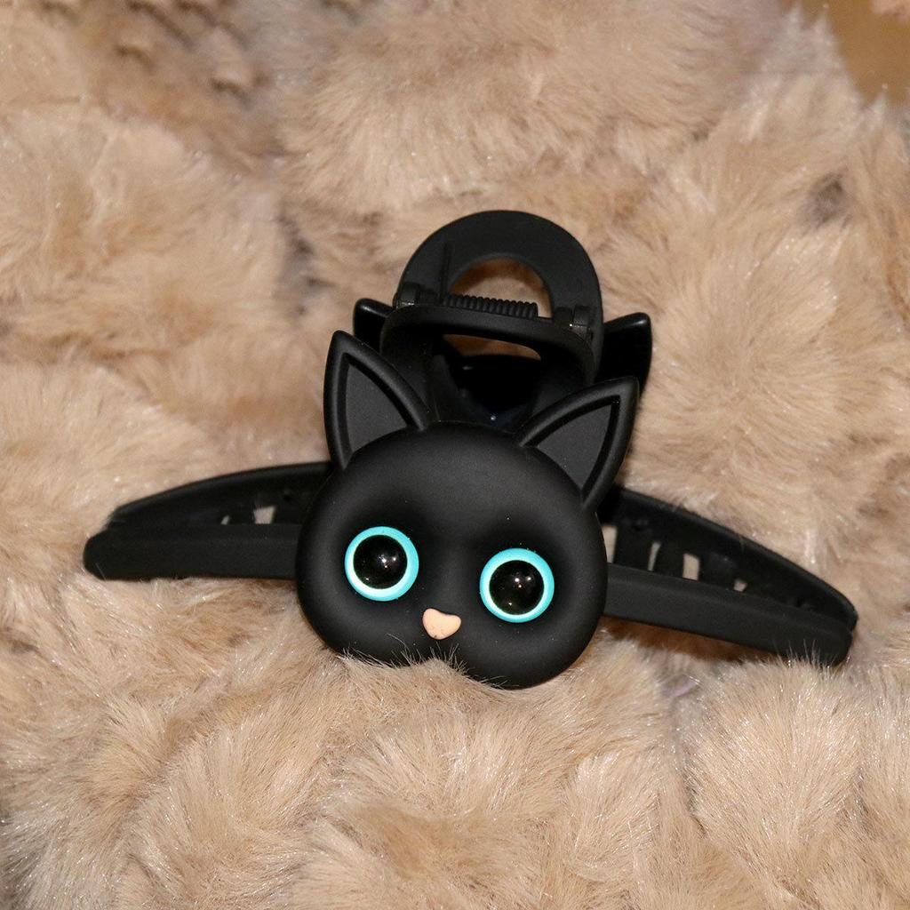 "3D černá spona do vlasů Cat Head – vlásenka a vlasové doplňky ve stylu žraloka"