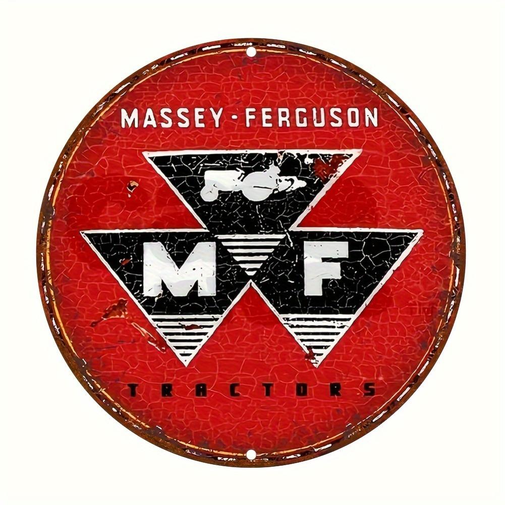 Vintage Massey Ferguson Tractors Round Metal Sign Distressed Red Logo Farm Wall Decor Weatherproof Rustic Agricultural Tin Pla