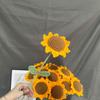 House Party Decoration Flower Art Knited Flower Table Fake Flowers Vase Ornament Sunflower Bouquet