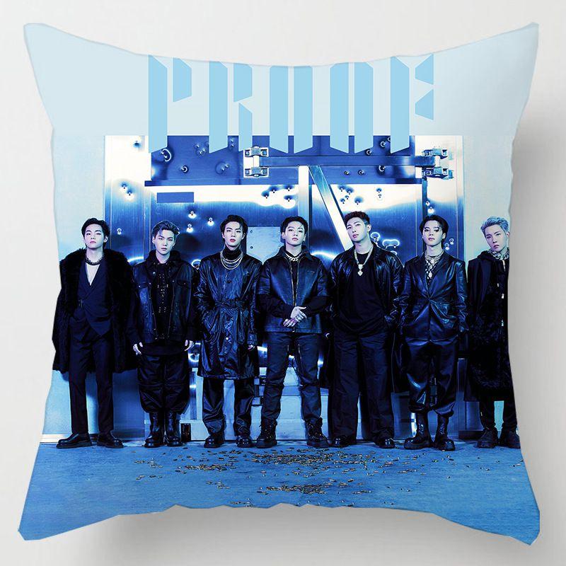 Kpop 18in Bts Bangtan Boys Cushion Cover Decorative Soft Pillow Case Peach Skin