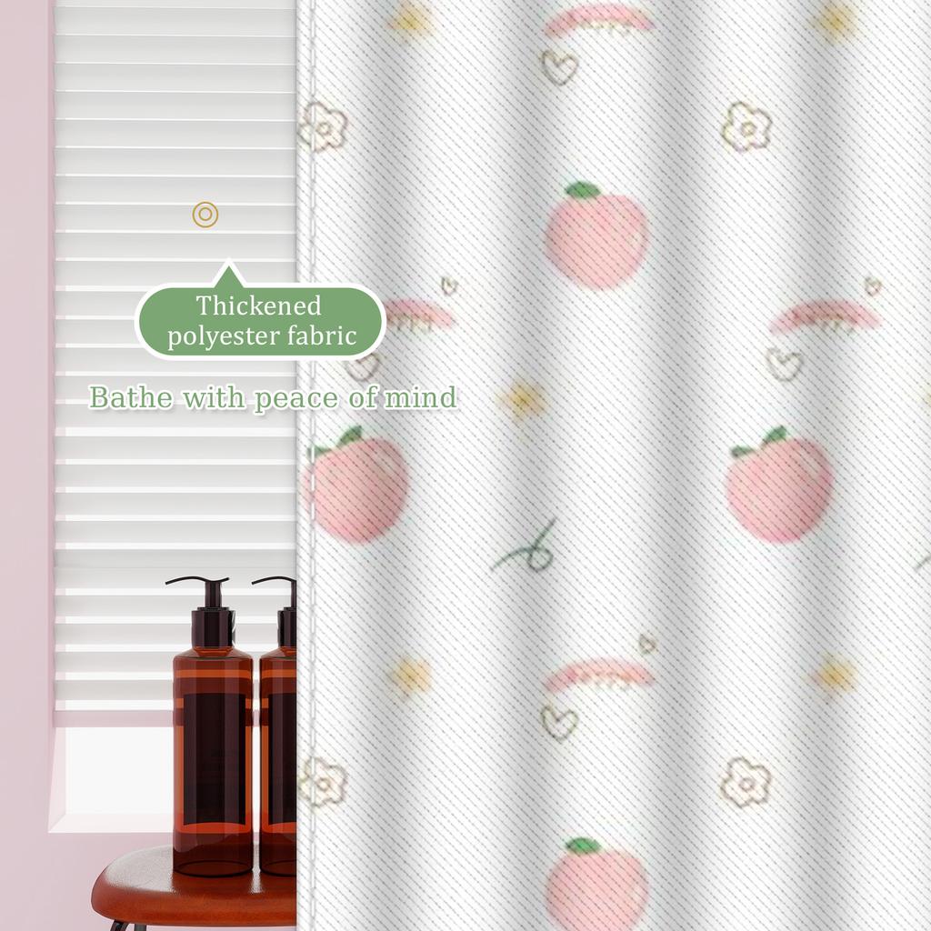 Fresh Fruit Print Waterproof Shower Curtain – Vibrant Summer Style Polyester Fabric, Easy Care and Durable Bathroom Decor