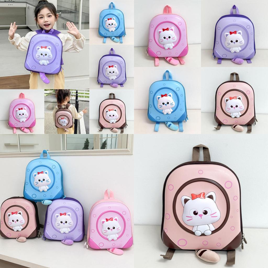 Toddler Girl Boy Backpack With Cartoon Cat Design And Durable Material For School
