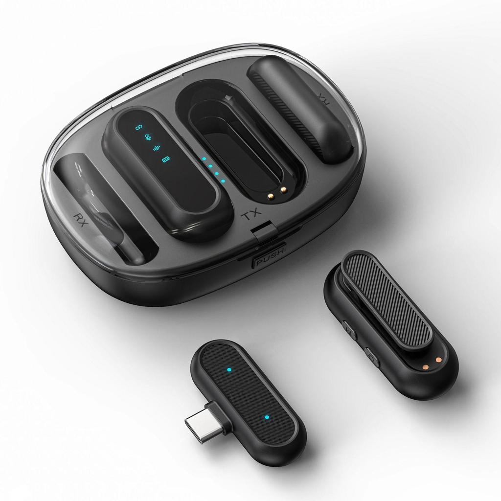 K11 Wireless Lavalier Microphone with Smart Noise Reduction, Live Streaming, Charging Case, and One-to-Two Feature.