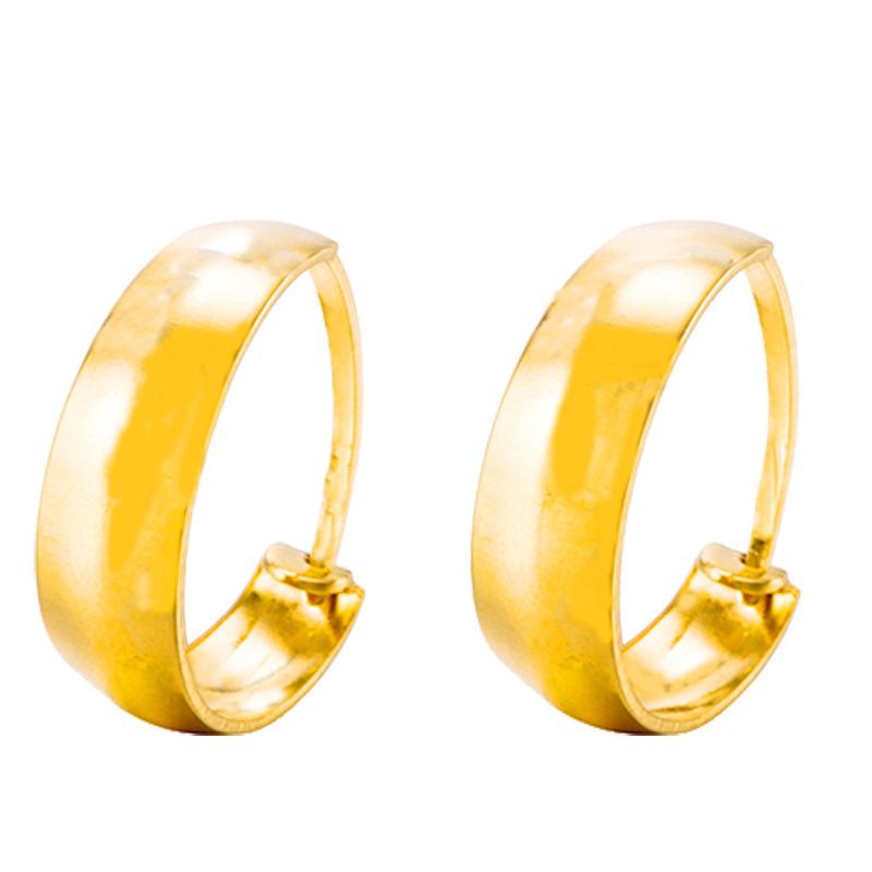 Middle-aged and Elderly Style 24K Gold Earrings That Will Not Fade for A Long Time, Ethnic Style Circle Copper Alloy Ladies Retro Sand Gold Earrings