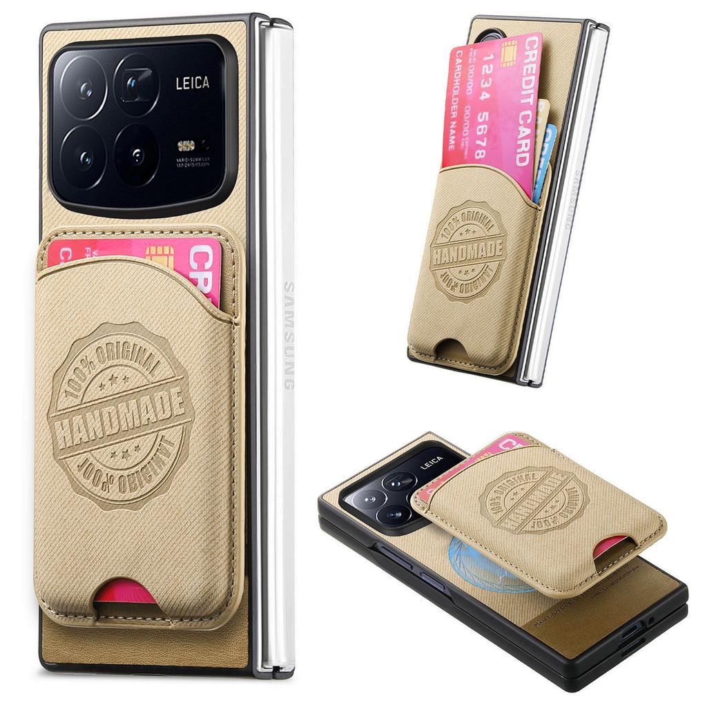 For Xiaomi Mix Fold 4 5G Case Compatible with MagSafe Denim Texture Leather Back Cover with Card Bag
