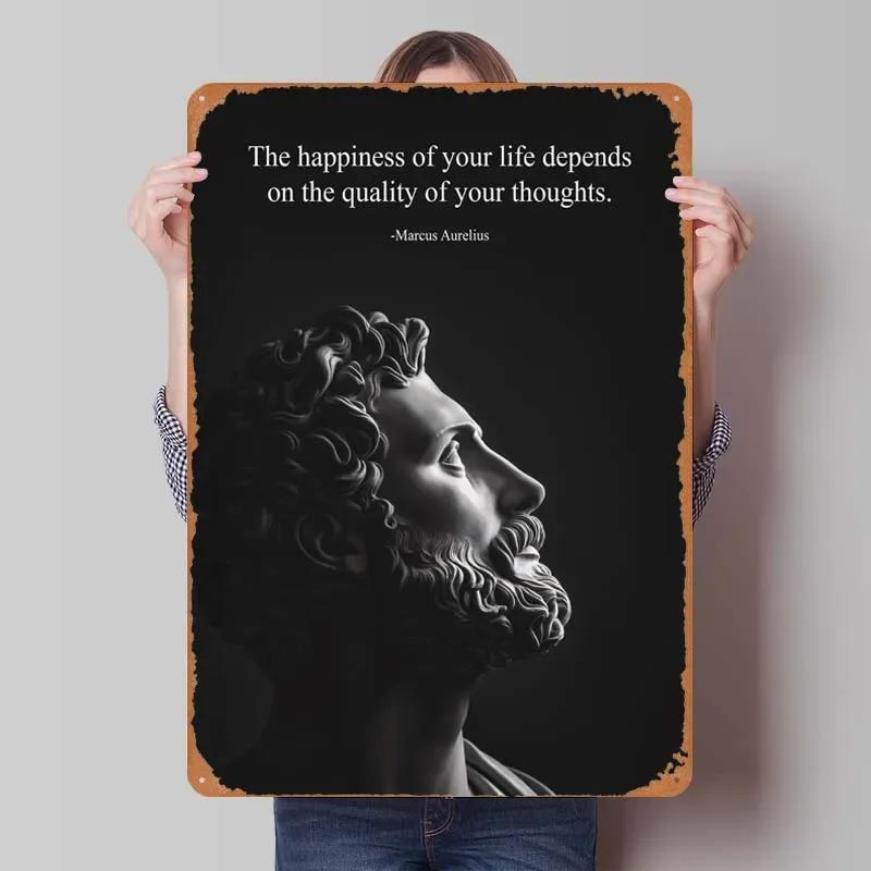 Mark Aurel Stoiker Zitat Schild Inspirierende Poster Dekoration für Heimdeko Artikel Metall Blechschilder für Wandkunst Dekoration
