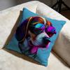 Colorful Painted Dog Cushion Cover Soft Decorative Pillow Case Suitable for Bedroom Sofa Car Travel Use