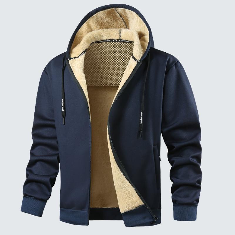 

Зимние повседневные спортивные флисовые куртки мужские из овечьей шерсти на молнии толстовки мужские утолщенные теплые куртки с длинным рукавом на молнии с капюшоном 2XL темно-синий