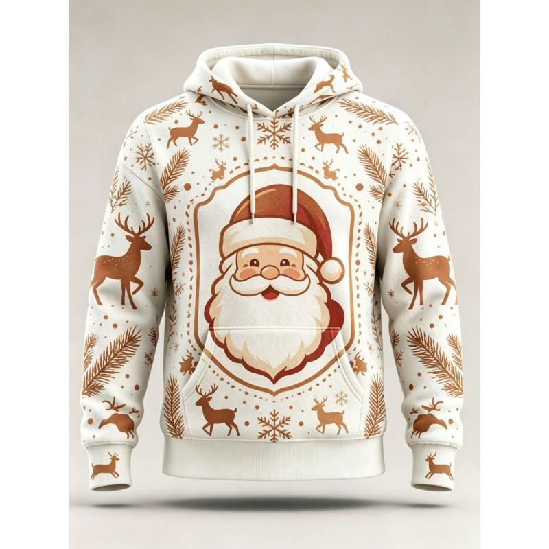 Christmas Hoodie 3D Print Loose Fit Long Sleeve Sweatshirt Men Women Youth Casual Winter Wear