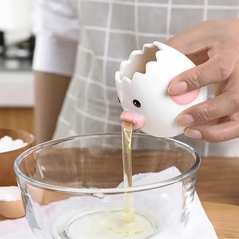 1pc Cute Little Chicken Ceramic Egg Separator Creative Egg Separator Yolk Egg White Separator Filter Baking Tool For Bakery