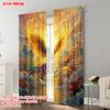 2pcs, plane printing Curtains Phoenix Bird Versatile 100% Polyester (without rod) Decorations Outdoor Use for Living Room,