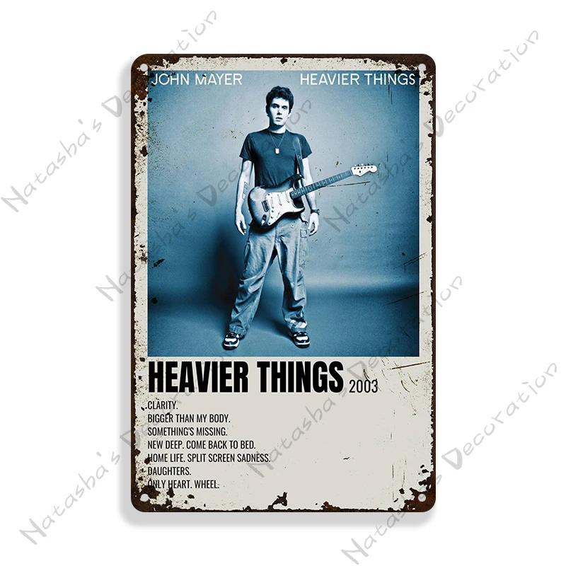Letrero Metálico John Mayer Póster Vintage Bar Pub Club Señal de Pared Metal Oxidado Señal de Lata Retro Música Metal Póster Pared Decoración Industrial