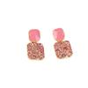 S925 Silver Korean Square Geometric Diamond-Inlaid Earrings: Elegant Painted Oil Design for Women