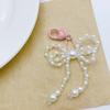 Y2K Crystal Beaded Bowknot Pendant Phone Strap Lanyard Pocket Keychain Strap Backpack Charm Car Keys Decoration Chain