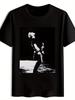 T-shirt Retro Rock Band Graphic - Black Short Sleeve Crew Neck