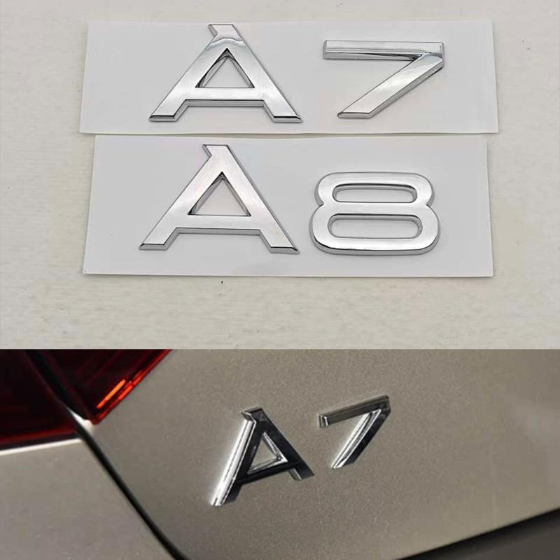 3D ABS Chrome Black Car Letters Logo A7 A8 Rear Trunk Badge Sticker Decals For Audi A7 A8 Sportback Auto Tail Accessories