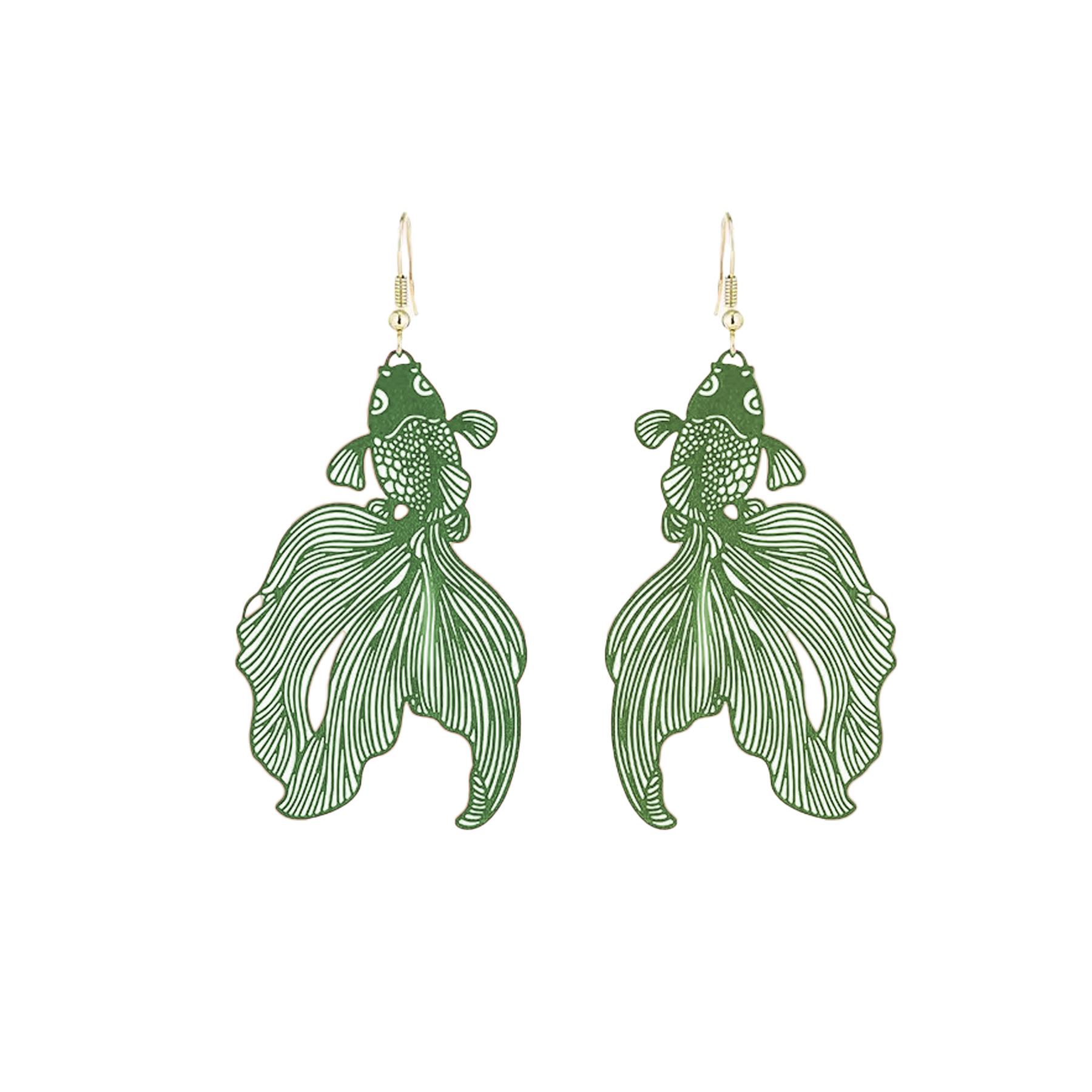 

Преувеличенные роскошные серьги в виде рыбки кои: Европейские и американские металлические заушники холодного стиля для женщин