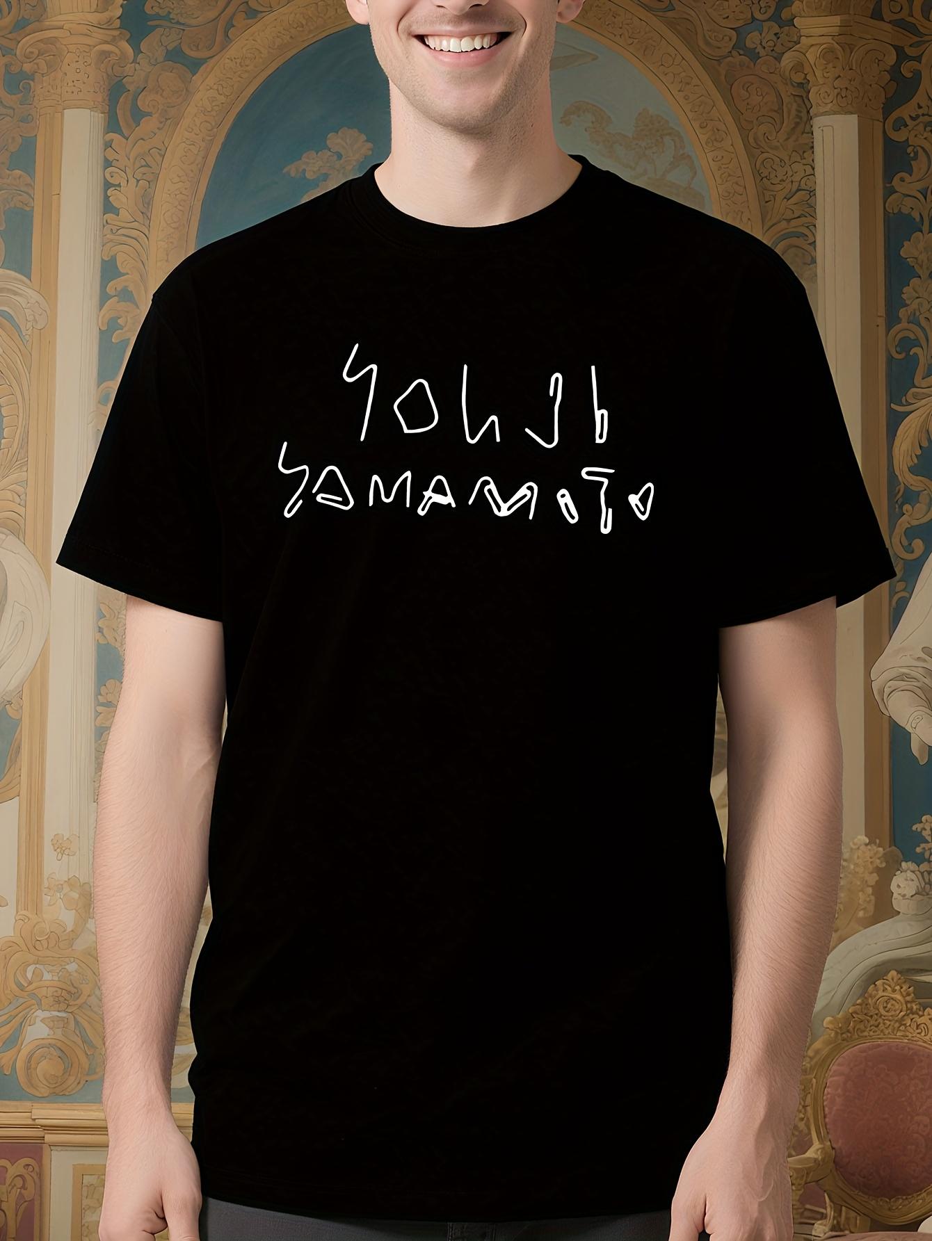 Yamamoto Graphic Tshirt - Black Crew Neck Tee with White ... S