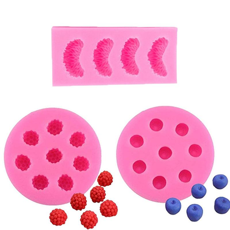 Silicone Fruit Molds Set for Cake Decorating 3D Strawberry Pineapple Raspberry Chocolate Molds Candy Jelly Gummies Soap Mold