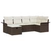 VidaXL Set de canapé de jardin 6 pièces avec coussins marron en poly rotin 3358877