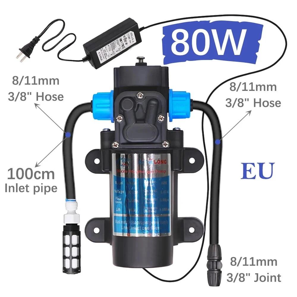3/8" 9/12mm Misting Cooling System 0.6mm Nozzles Fine Atomizer PE Tubing Filter Self-priming Pump Garden Irrigation Watering Kit