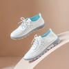 Women's Breathable Geometric Perforated Light Blue Low-Top Synthetic Cover Sneakers with PVC Sole EVA Cushion for All-Season Casual Wear