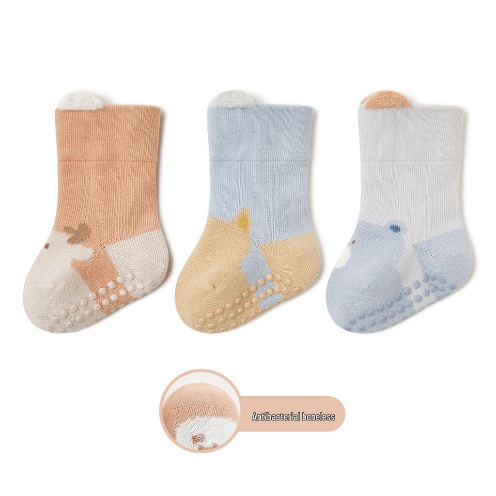 Baby Non-Slip Cartoon Cotton Socks for Newborns - Warm, Cold-Proof Walking Socks for Spring, Autumn, and Winter