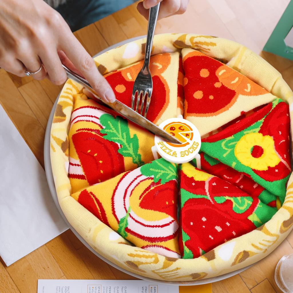 Ponožky v krabici na pizzu Stylový vtipný vánoční dárek k narozeninám Praktický oblíbený dárek pro středoškoláky Vtipné zboží Sada 4 párů [AGRIMONY] Pánské