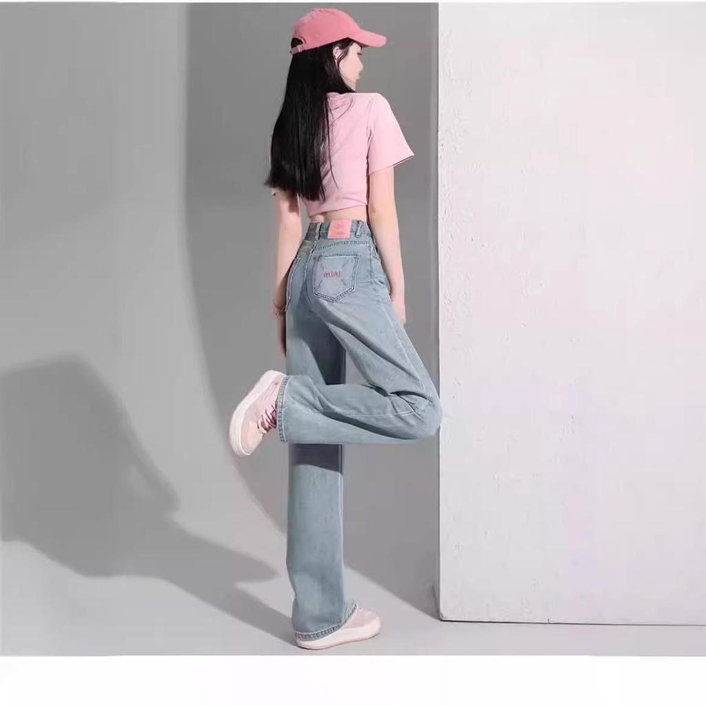 Women's Light Blue Denim Wide-Leg Pants - 2024 Summer New Arrival, Unique Style