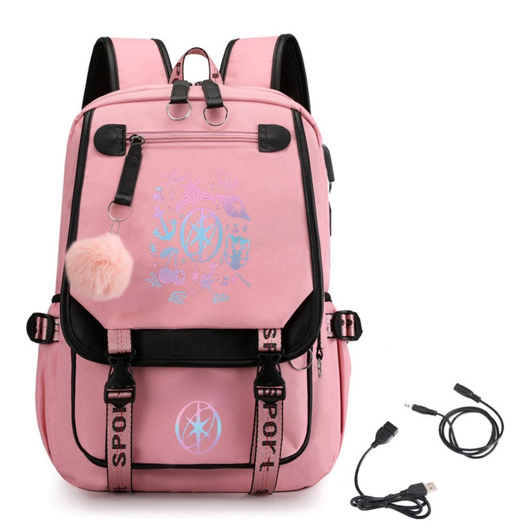Gradient Print Backpack with Color Block Design, Large Capacity Travel and School Backpack for Men and Women