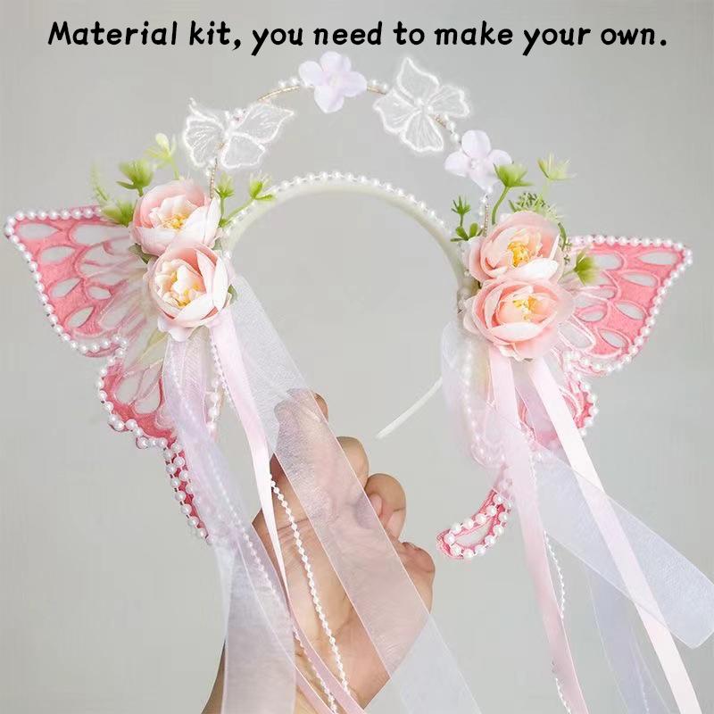 

Ободок-цветок с жемчугом и бабочкой - Ручная работа, DIY, Имитация венка, Украшение для волос для девочек, Аксессуары для вечеринок и свадеб