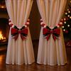 1 Pair Xmas Charm Curtain Tiebacks Wooden Bead Christmas Curtain Ties Beaded Curtain Holdbacks for Drapes Living Room Bedroom Nursery Decor