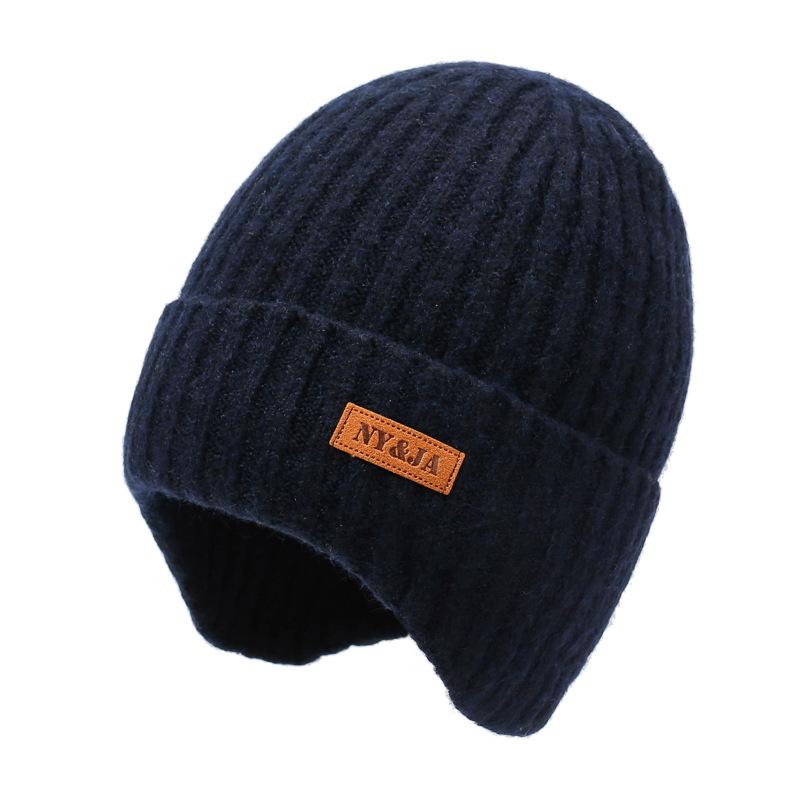 Men's Winter Warm Velvet Thick Hat Cycling Wool Hat Cold-Proof Ear Protection Knitted Hat