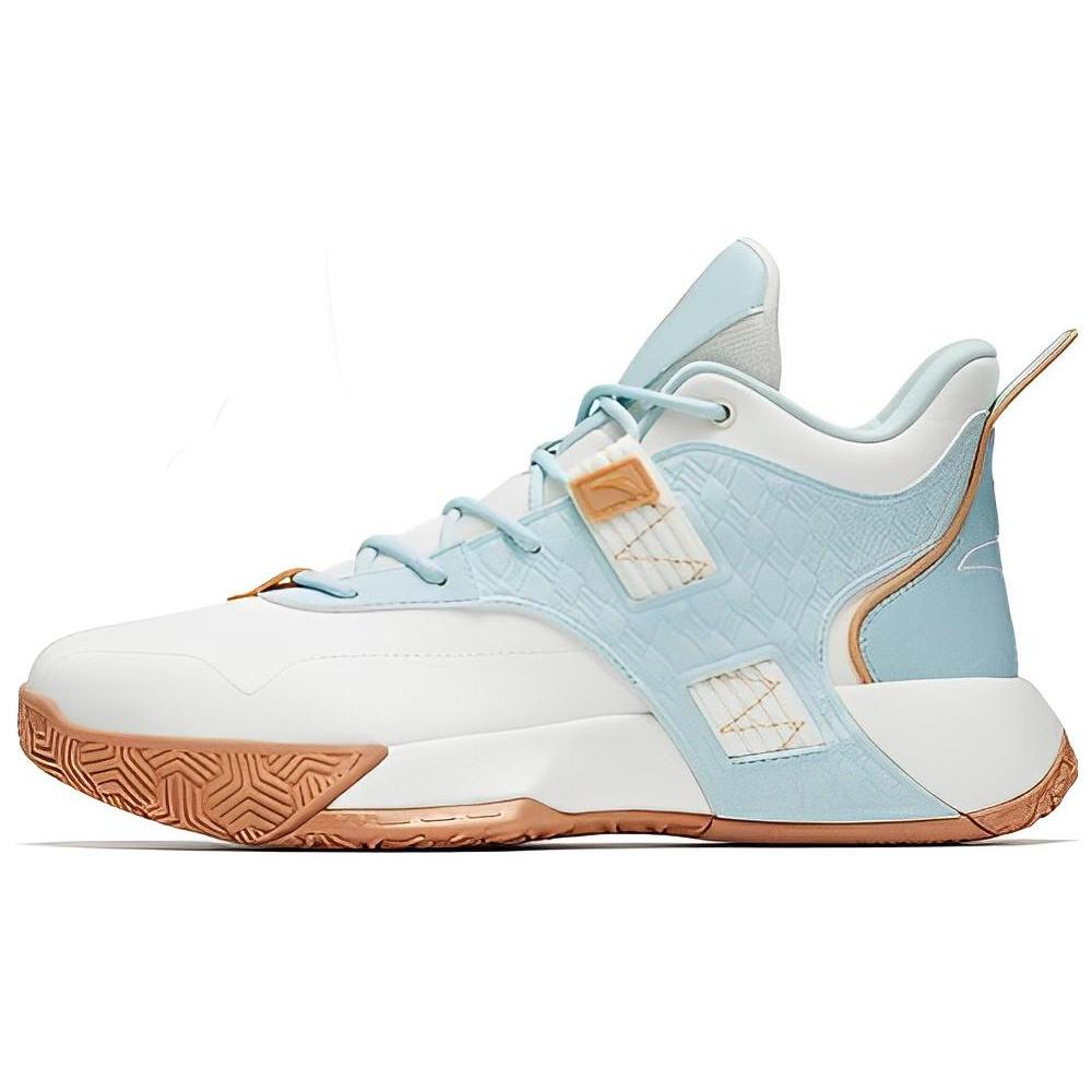 New Anta SpeedRider 2nd Generation Cushioning Anti Slip And Wear Resistant Mid Top Basketball Shoes Men's White Blue Pink 112241615-4