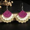 Multi-Color Fan Lace Leather Retro Style Earrings