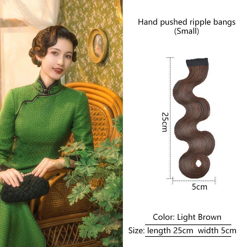 

Синтетическая винтажная ручная волнистая накладная челка в стиле Республики Китай, волнистый парик-прядь, антикварная для женщин