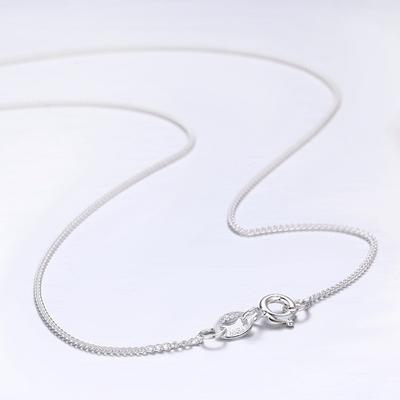 14"-32" Slim Thin Pure 925 Sterling Silver Side Curb Chain Choker Necklaces for Women Girl Jewelry Kolye Collare Collier Ketting
