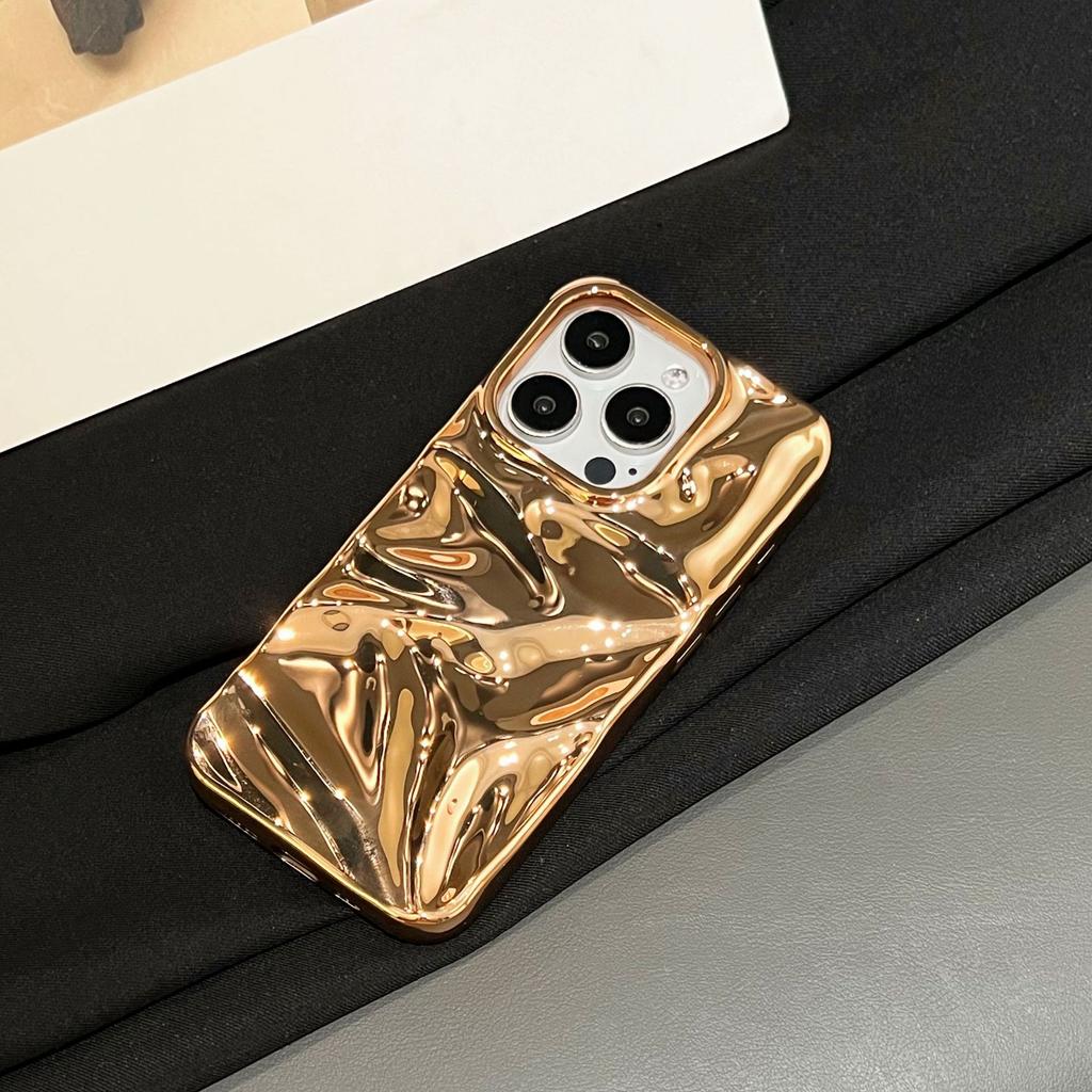 Electroplated 3D Wrinkle Texture Compatible with iPhone 16 Pro Max Apple 17 Phone Case 14/15 Soft Case High-end Feel