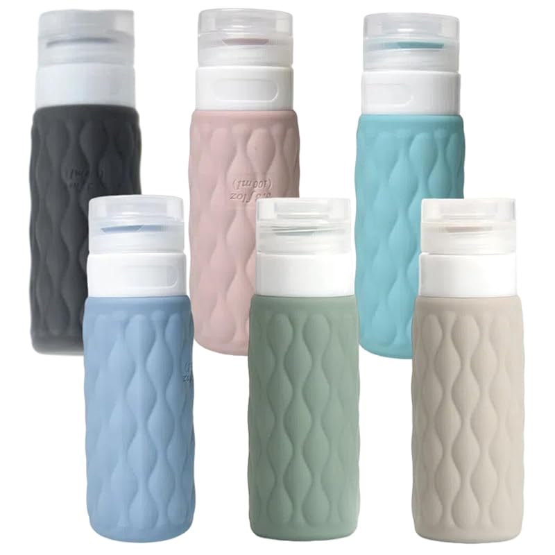 

Jravezt travel bottle refill bottle travel shampoo bottle six colors set of 6 small bottles travel set Made of silicone Portable refill container