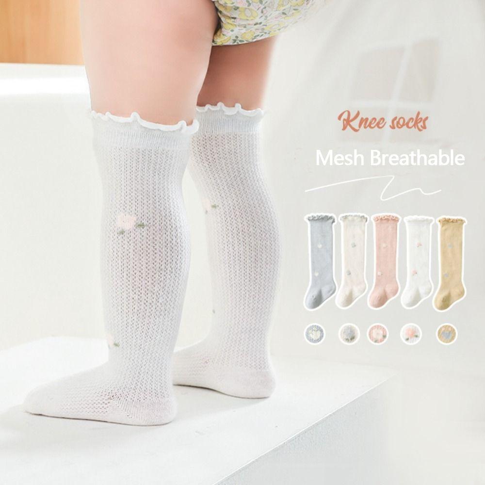 Mesh Long Stockings Solid Color Baby Socks Fashion Ruffle Knee Socks  Newborn Baby