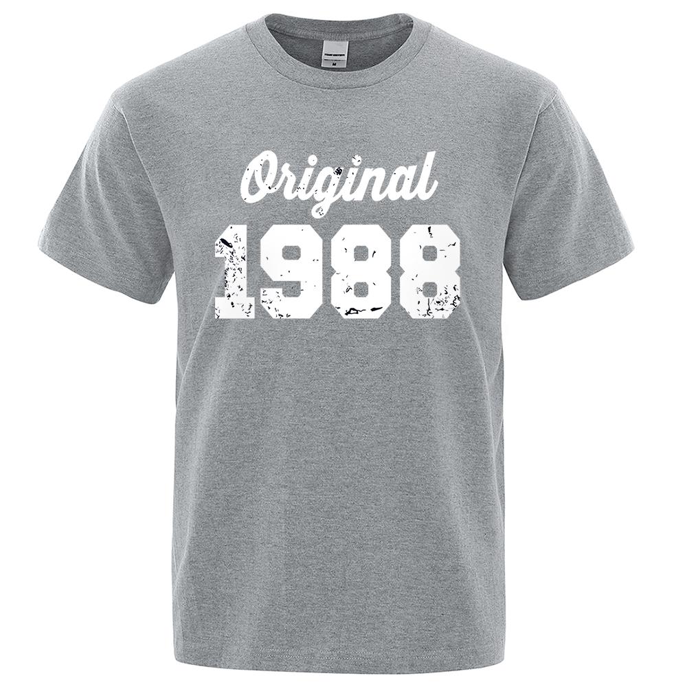 Original 1988 White Letter Print Male Tshirts Breathable Clothes High Quality Tee Clothes Hip Hop O-Neck Cotton Tshirt Couple