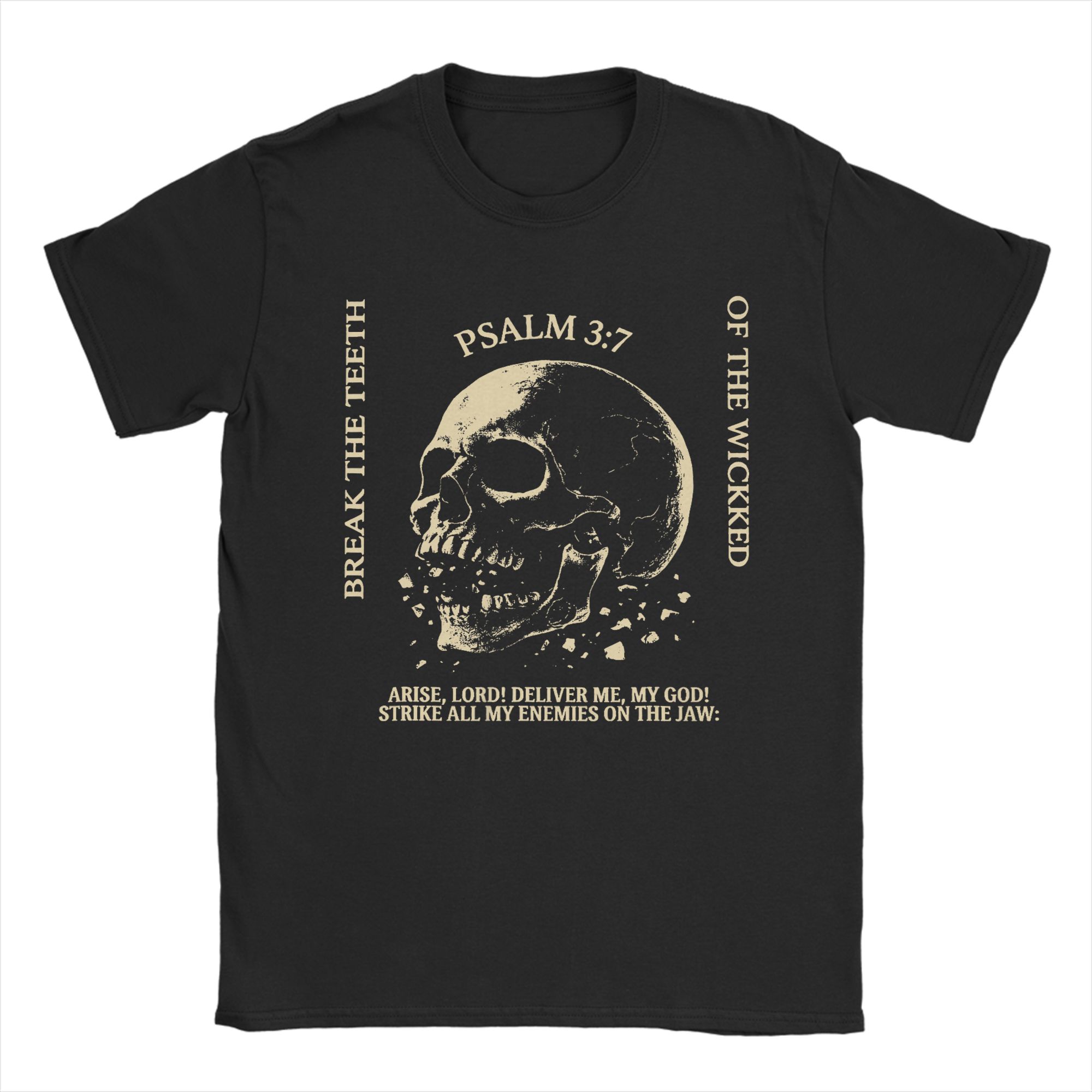 

Casual T Shirt Beach Psalm Vintage Skull Christian Fashion TShirts Cotton Tee Shirt for Unisex Awesome Print Short Sleeve Tee S