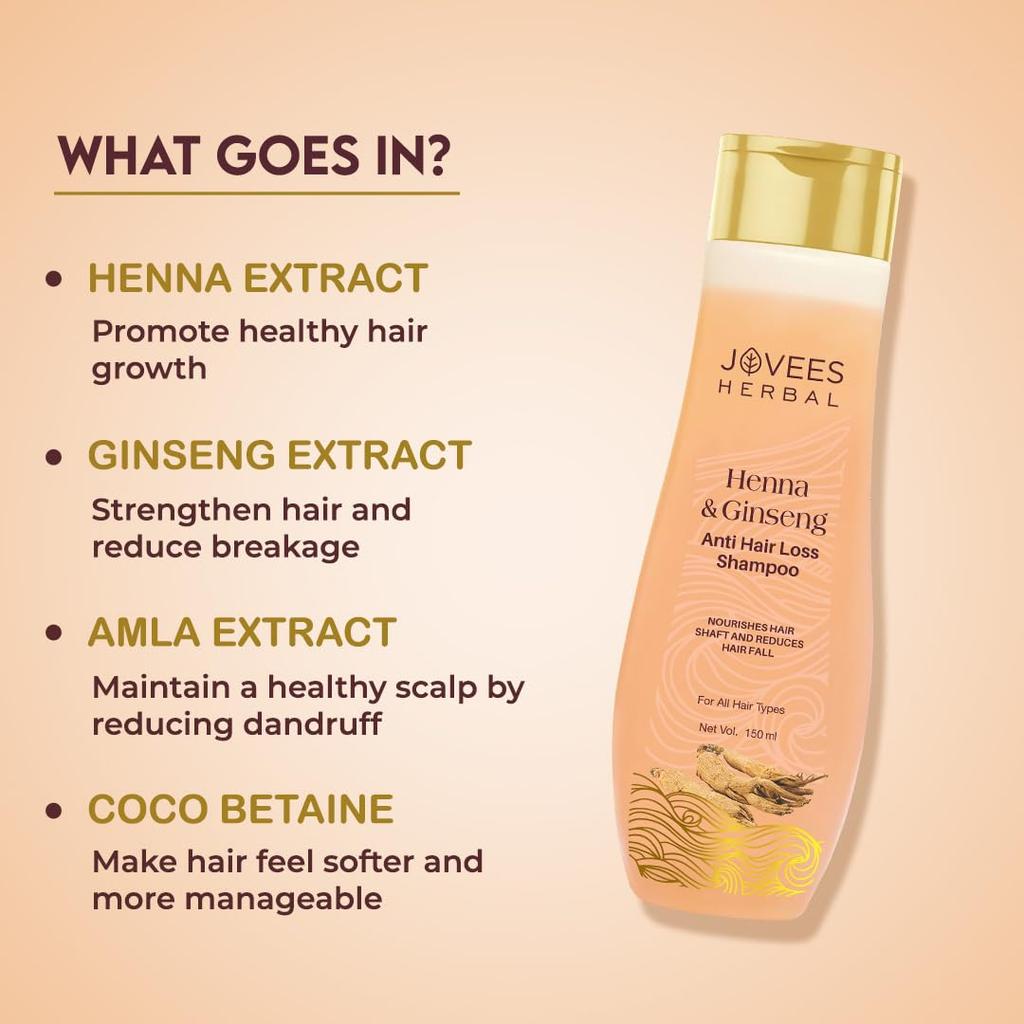 Jovees Herbal Henna Ginseng Anti Hair Loss Shampoo For Hair Growth And Hair Fall Control 300ML